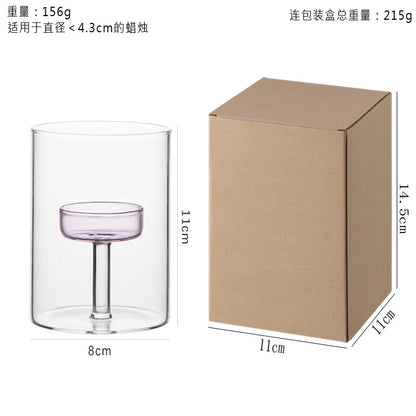 Glass candle holder for block candles and table decor