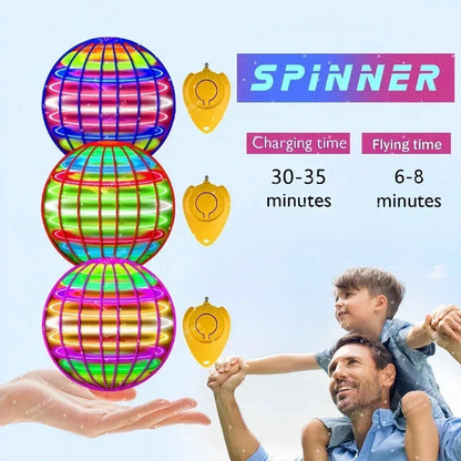 LED Flying Ball Boomerang Toy Hovering Light Up Orb for Nighttime Play