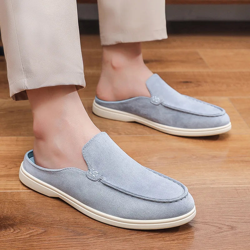 Men's suede-look slip-on mule with open back