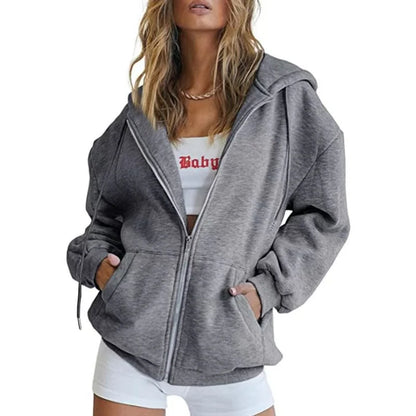 Women's Hoodie With Zip Front Long Sleeves for casual wear