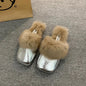 Women's Autumn/Winter Outdoor Wear New Style Flat Bottom Fur Slippers One Foot Drag No Heel Mule Fur Slippers Adult Simple