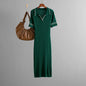 Polo-Neck Dress Knee-Length Office to Casual Wear Breathable