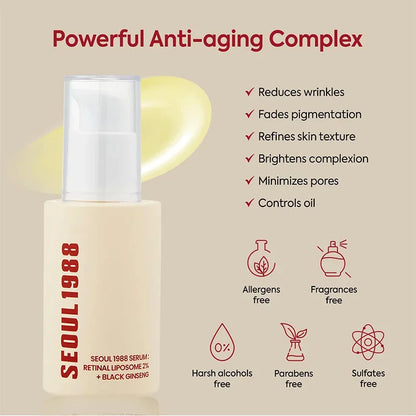 Korean 1988 Retinol Face Care Serum Black Ginseng Niacinamide 2% Acid Moisturizing Firming Cream Anti Aging Wrinkle Skin Care