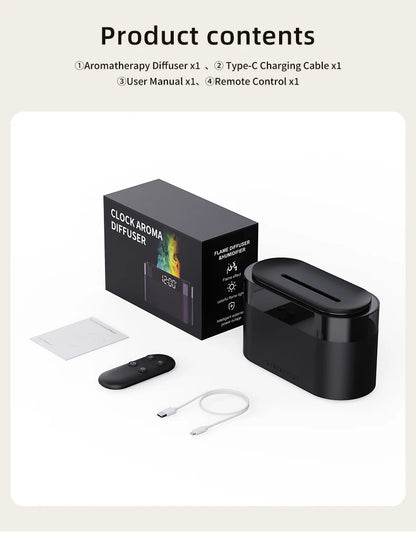 Aroma Air Humidifier Essential Oil Diffuser - Fire Flame Humidifier with Alarm Clock Remote Control