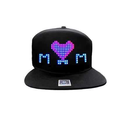 LED message display baseball cap with customizable text