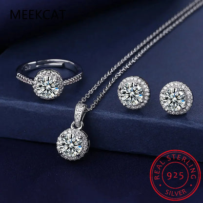 Sparkling Lab Diamond Necklace and Earrings Set in Sterling Silver