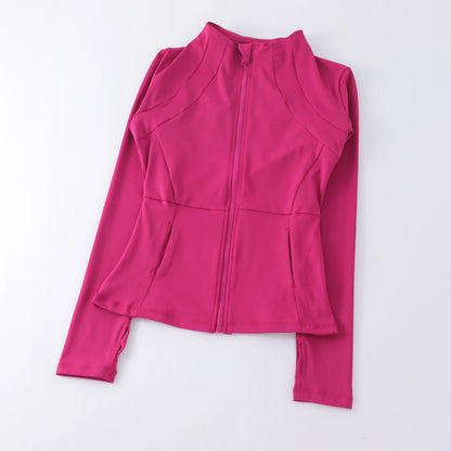 Luxe Yoga fitted Coat Women's Slimming Long Sleeve Fast Running Thin Pilates Fitness Suit Top Clothing
