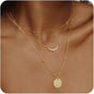 LENNIK European Layered Necklace - Brass Gold Plated Choker Chain Jewelry