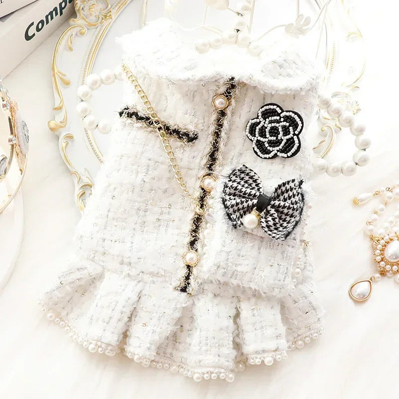 Winter Cotton Dog Dress Princess Style Soft Fit For Puppies