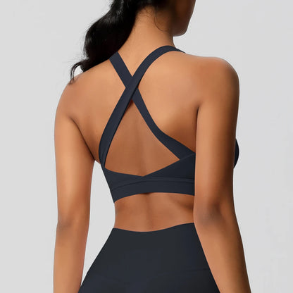Women’s Yoga Bra Crop Top Nylon Elastane Supportive Sling Back