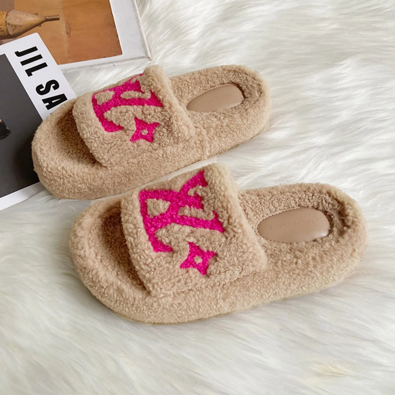 Platform Slippers Corduroy Non-Slip Slip-On Cushioned Insole For Women Beach Wear