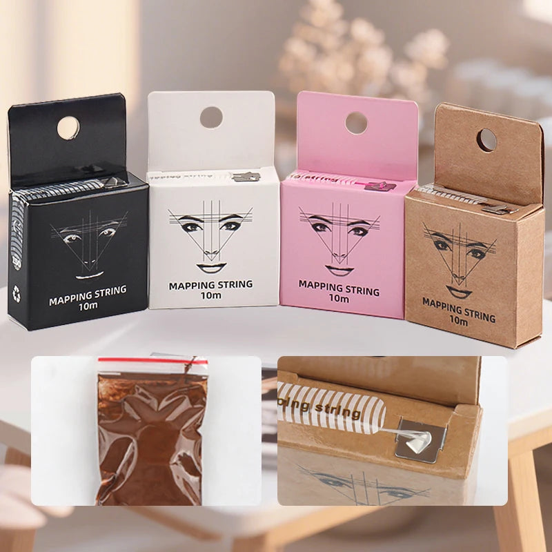 Women’s Eyebrow Tattoo Thread Marker with Cotton Ruler for Mapping Lines