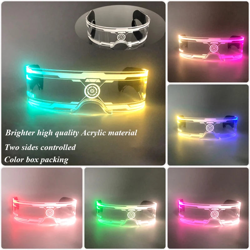 LED festival glasses light up novelty eyewear with crystal bead illumination and acrylic frame