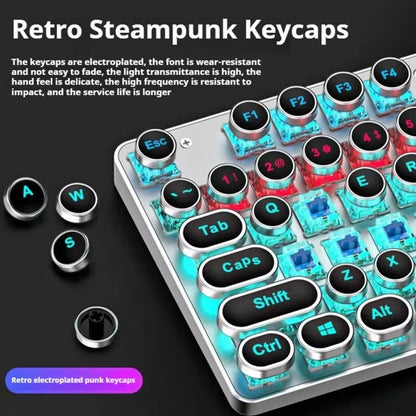 Retro typewriter mechanical gaming keyboard with RGB crystal keycaps