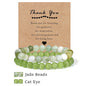 Beachwear Style Bracelet Set for Couples with Natural Amethyst Cat Eye Beads and Gift Card