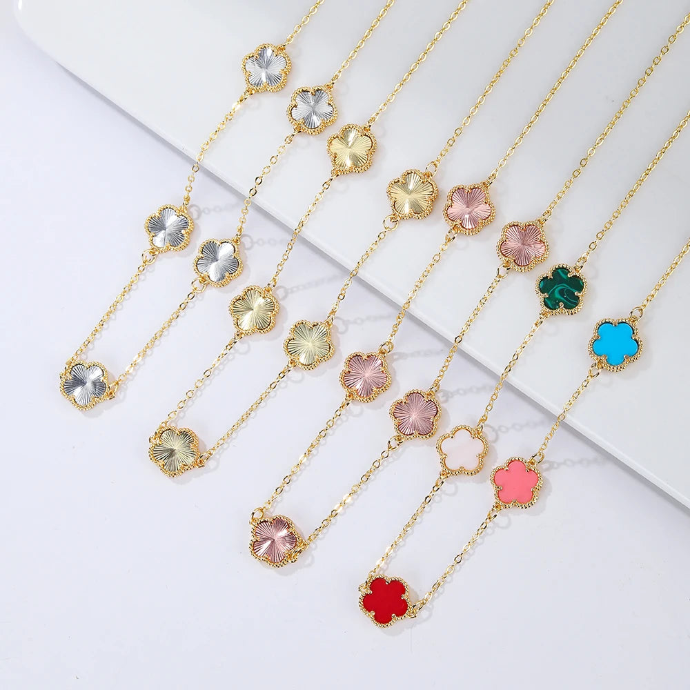 Silver Plated Rose Gold Clover Bracelet - Luxurious High Quality Jewelry for Women
