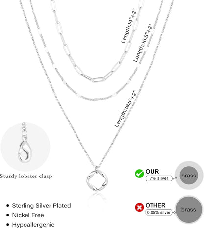 Layered Gold Necklaces Set - 14K Gold Plated Stackable Chain Choker Necklace
