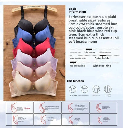 Wireless Push Up Bra 8cm Padded Bralette for Women Plus Size No Underwire Thickened Soft Cup Adjustable Straps Comfort Lingerie