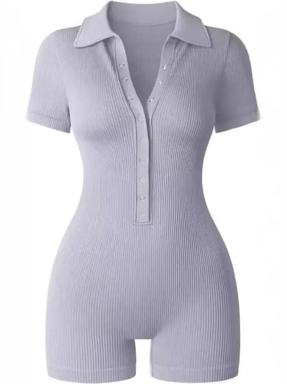 Breathable Collared Jumpsuit with Cinched Waist