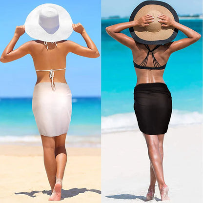 Women's Polyester Wrap Sarong With Tassel Edges And Adjustable Front Tie Short Length Lightweight
