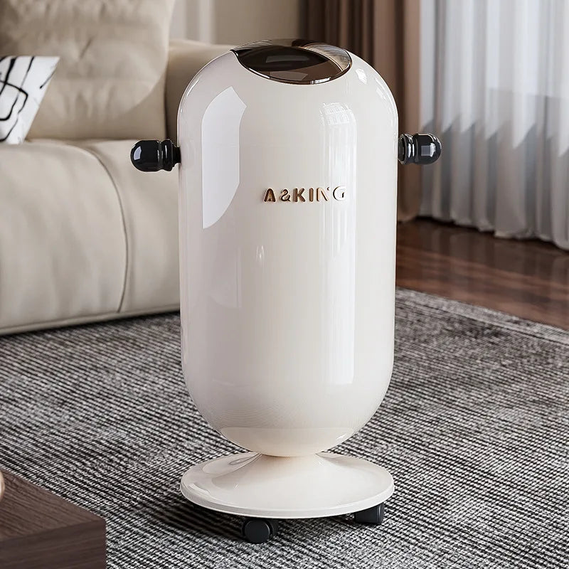 Retro capsule trash can with chrome handles and wheels