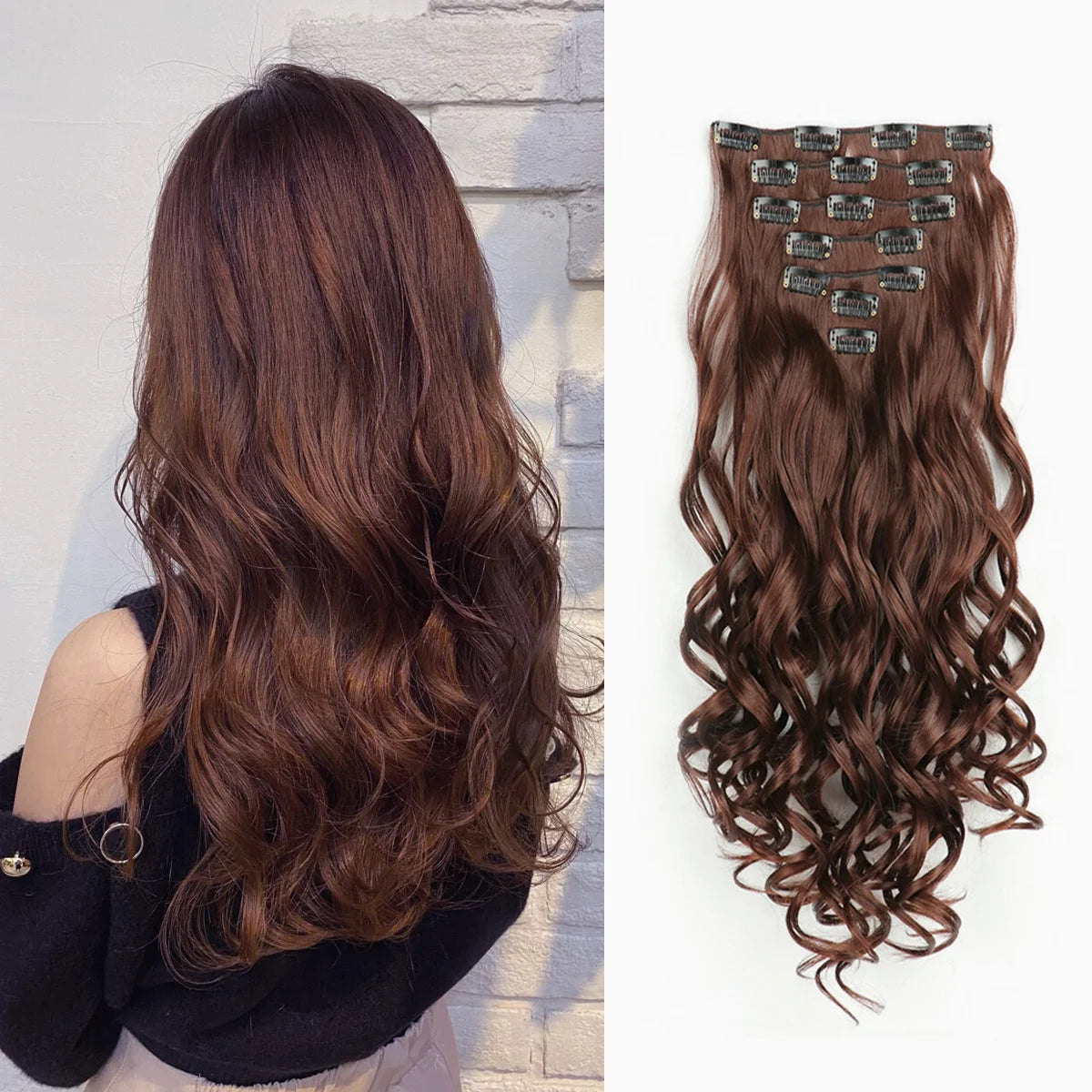 Lush Clip In Extensions 7 Piece Full Head 22 Inch Curly Wavy Hair