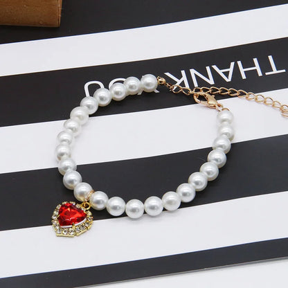 New Cat Collar Decoration Pet Cute Exquisite Neck Kitten Adjustable Summer Cat Necklace High Simulation Pearls Pet Supplies
