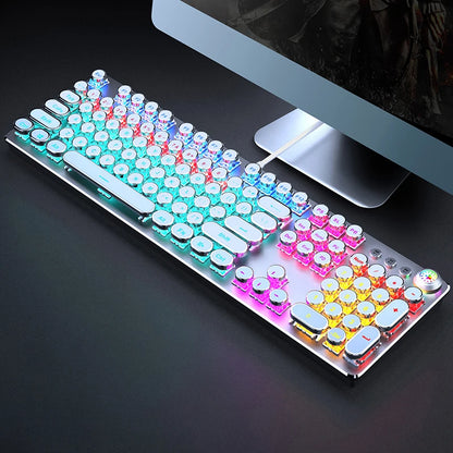 Retro typewriter mechanical gaming keyboard with RGB crystal keycaps