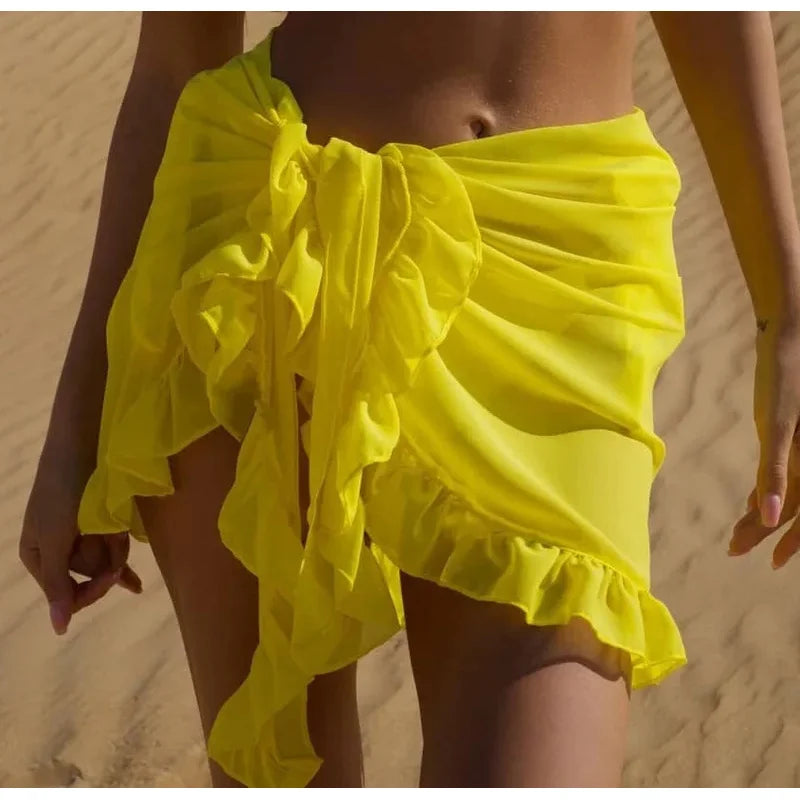 Women's Chiffon Beach Cover-Up Dress with Ruffled Skirt