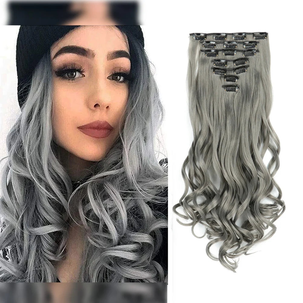 Lush Clip In Extensions 7 Piece Full Head 22 Inch Curly Wavy Hair