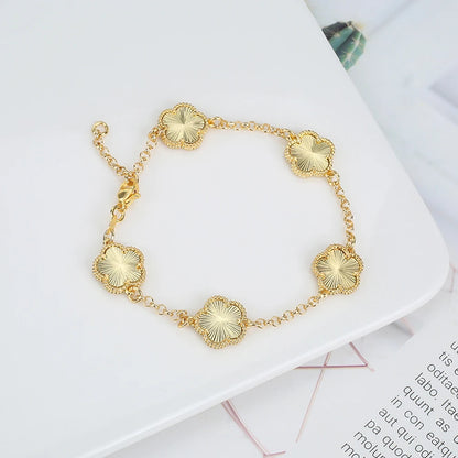 Silver Plated Rose Gold Clover Bracelet - Luxurious High Quality Jewelry for Women