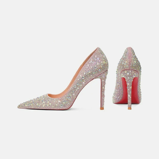 Soft Glitter High Heels with Red Bottom Shine for Parties All Night