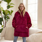 Women's Polyester Hooded Blanket with Kangaroo Pocket and Fleece Texture One Size
