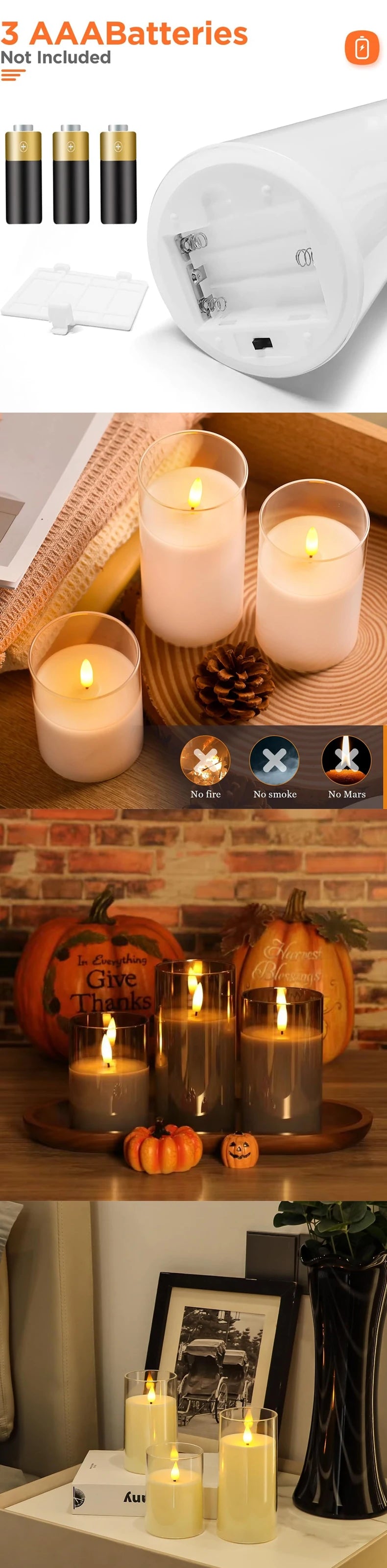 Flameless Candle Set with Remote Timer for Weddings and Parties