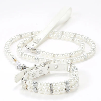 Pet Leash Collar Jewelry Pearl Cat Necklace Small and Medium-sized Dog Harnesses Supplies Wholesale