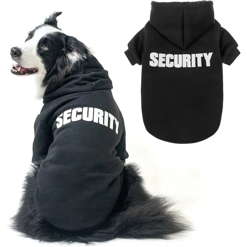 Dog fleece hoodie with a SECURITY back print