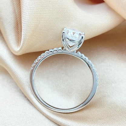 Oval Ring with Moissanite Diamond Like Sparkle in Sterling Silver