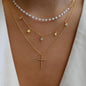 Women's Goldtone Necklace Set With Braided Bead Chains And Star Pendants In Five-Length Array
