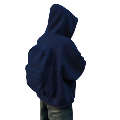 Street Style Backpack Hoodies Men Loose Zip Hooded Sweatshirt Attached Bags and Pockets Y2K Style Integrated School Bag Hoodie