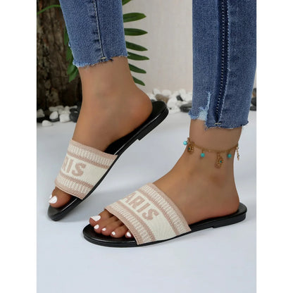 Water-Resistant Beach Slides With Cushioned Insole And Non-Slip Sole