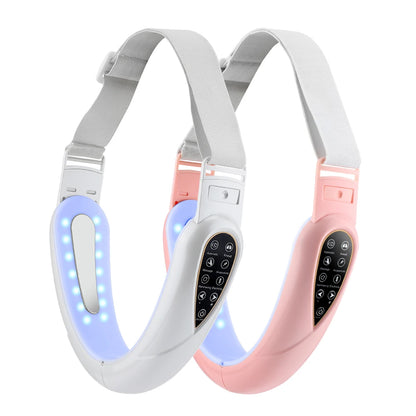 Jawline facial massager with EMS pulse vibration and heat