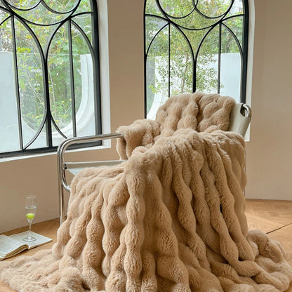 Luxury Faux Fur Rabbit Fur Thickened Blanket, Winter Soft Blanket Throw for Home Bed Sofa Cover 100X150cm 150X200cm 200X230cm