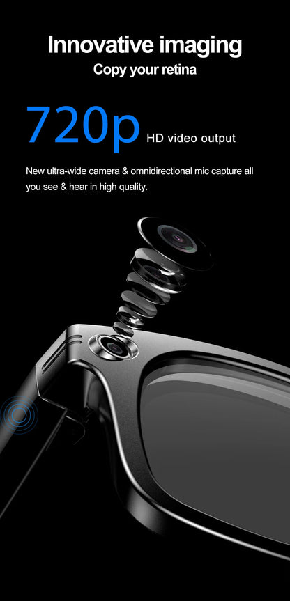 Smart Glasses  Recording Videos AI Photo Recognition Answer Translation 260mAh Large Battery IP65 Waterproof Bluetooth Glasses