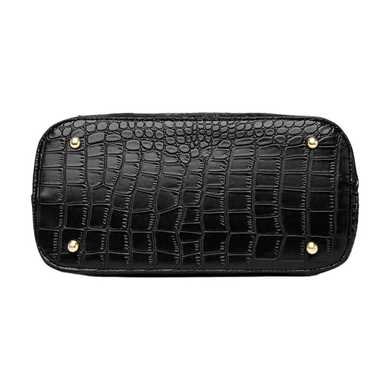 Crocodile-pattern handbag set with shoulder bags