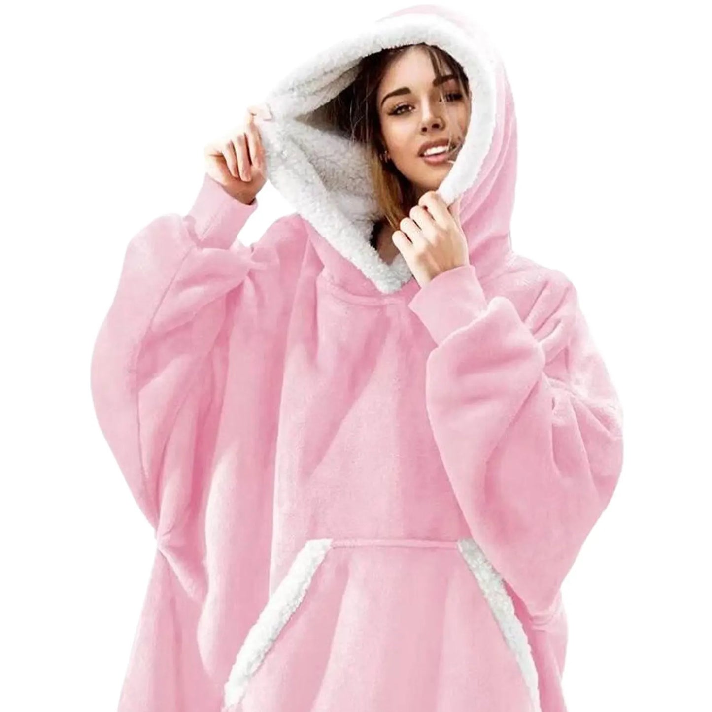Unisex Microfiber Wearable Blanket Hoodie With Oversized Hooded Soft Texture Warm