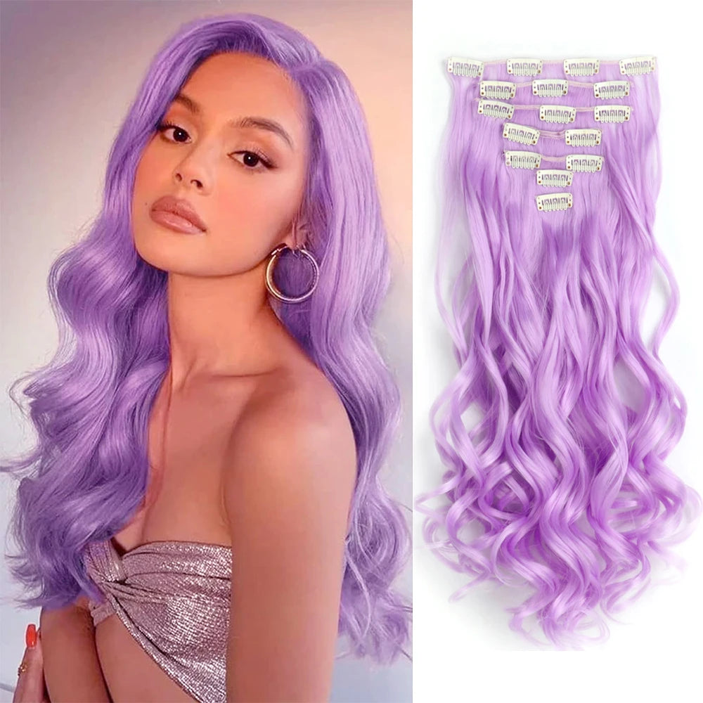 Lush Clip In Extensions 7 Piece Full Head 22 Inch Curly Wavy Hair