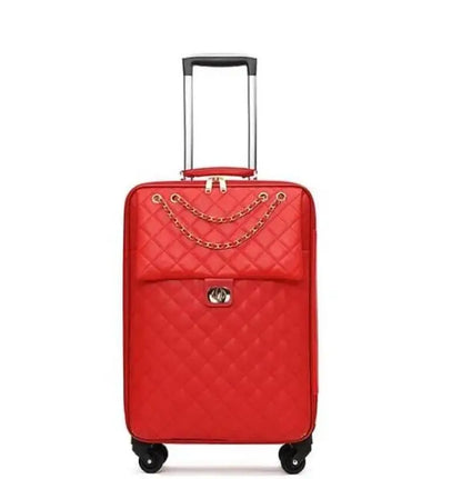 20"24"28" INCH Women Leather Trolley Rolling Luggage Check In Cabin Spinner Suitcase On Wheels