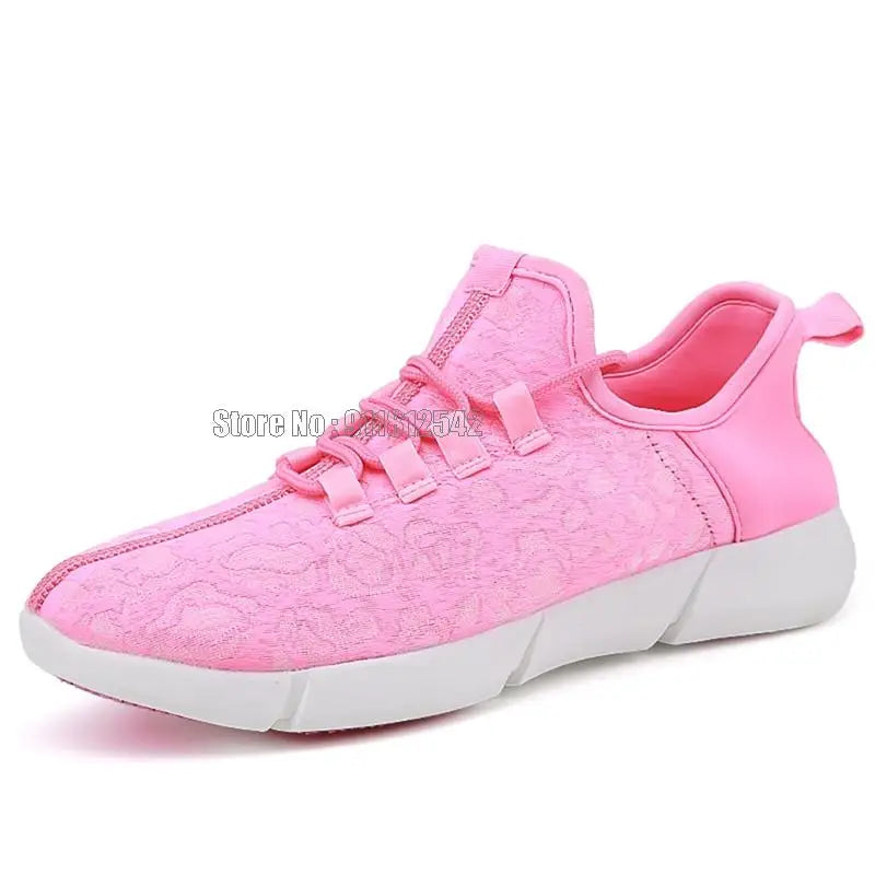 Fiber Optic Fabric Light Up 11 Colors Flashing Teenager Girls&boys Usb Rechargeable Luminous Sneakers Shoes