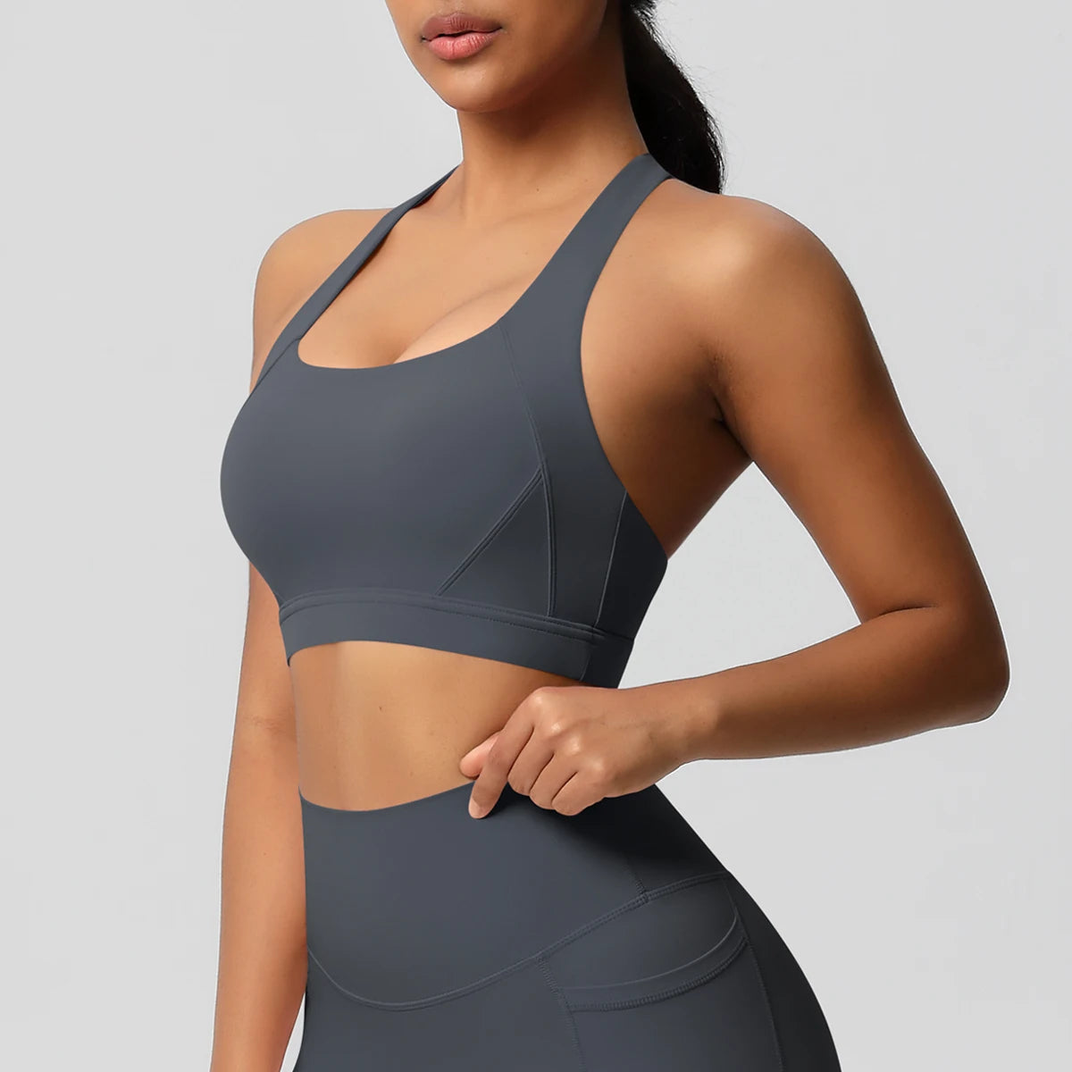 Women’s Yoga Bra Crop Top Nylon Elastane Supportive Sling Back