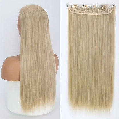 Heat-Resistant Clip-In Hair Extensions Five Clips for Dark Hair